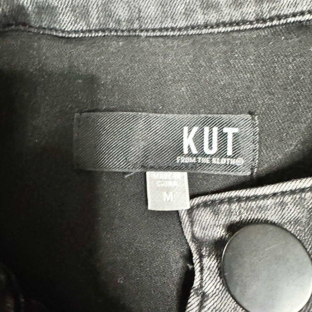 KUT from the Kloth Belle Jacket Medium Gray Denim Snap Front Cropped Chic S5 - Picture 10 of 10